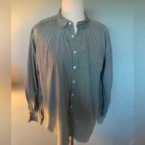 Alex Mill green and white small gingham cotton top blouse. Long sleeve, size L.